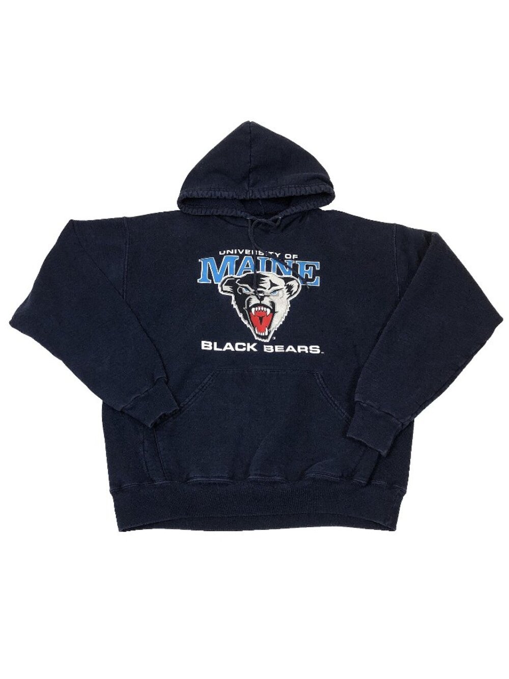 Vintage Russell University Maine Black Bears Navy Blue Hoodie Sweatshirt Large